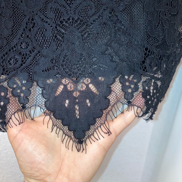 NWT LOVERS + FRIENDS Off the Shoulder Lace Mini Cocktail Dress BLACK SZ: Small - Picture 7 of 13